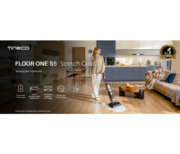 TINECO Odkurzacz myjący Floor One S5 Stretch Gold - 1510670 - zdjęcie 3